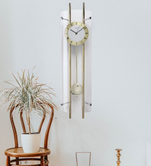 Damsel Silver Glass Pendulum Wall Clock