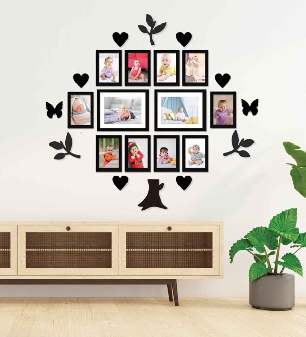 Black Synthetic Wood Set Of 12 Collage Photo Frames