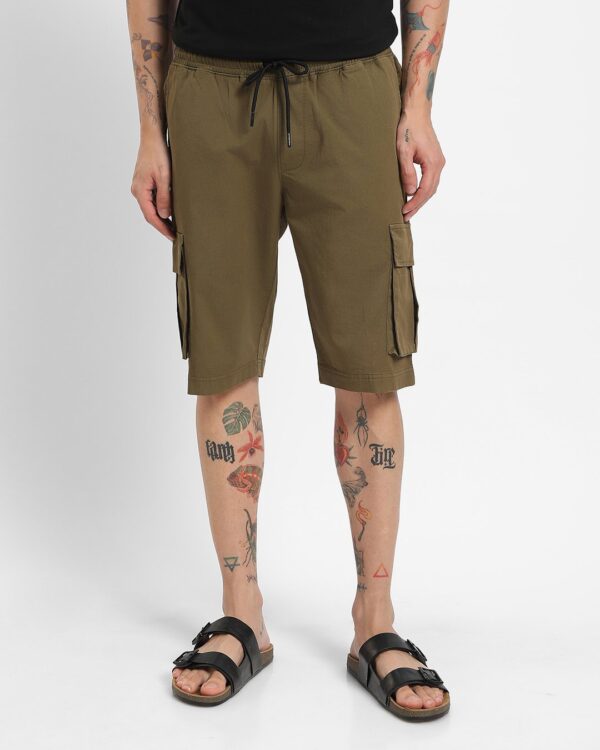 Men's Olive Over Dyed Cargo Shorts