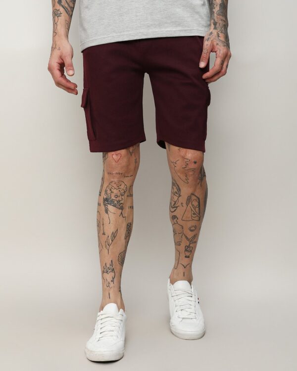 Men's Maroon Cargo Shorts, stylish cargo shorts